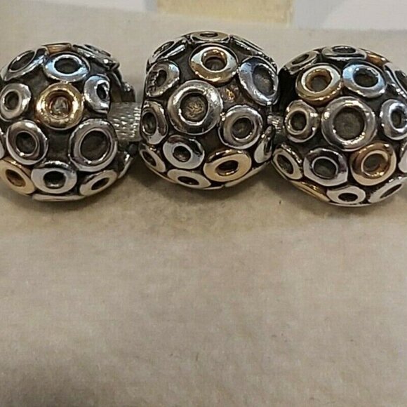 Authentic PANDORA Silver & 14k Gold *Retired* Oh Bead Charm 790325 - Picture 7 of 9